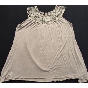 Simply Irresistible women's gray crochet lace neckline sleeveless top Med USA